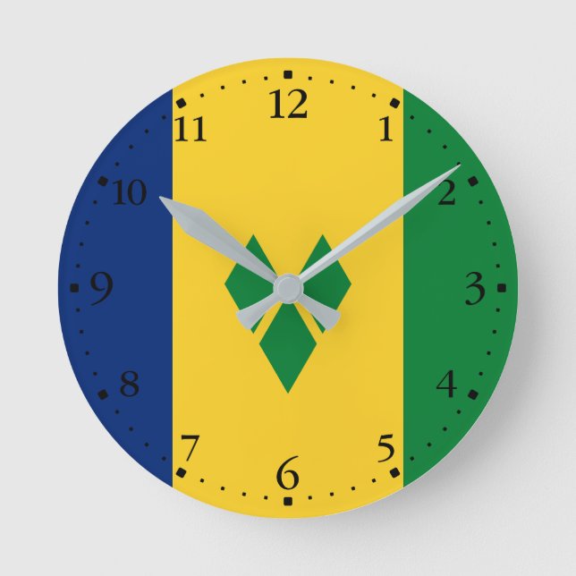 Flagge von Saint Vincent Runde Wanduhr (Vorderseite)