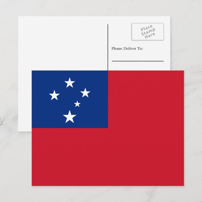 Flagge von Samoa, Flagge von Samoa Postkarte (Vorne/Hinten)