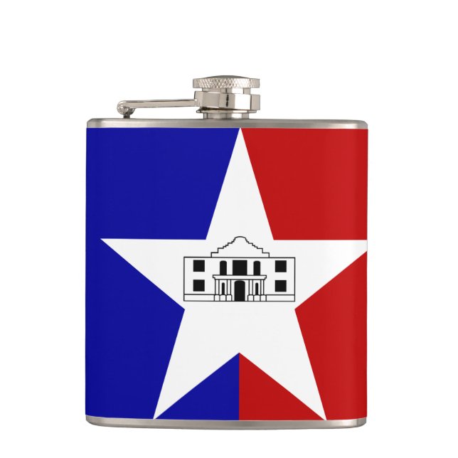 Flagge von San Antonio, Texas Flask Flachmann (Vorderseite)