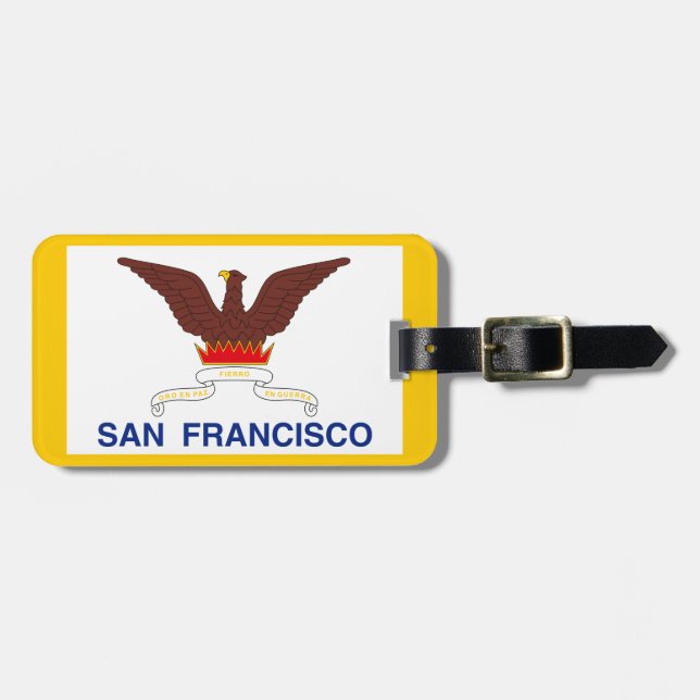 Flagge von San Francisco, kalifornische Gepäckmark Gepäckanhänger (Vorderseite horizontal)