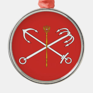 Flagge von Sankt Petersburg (Russland) Ornament Aus Metall