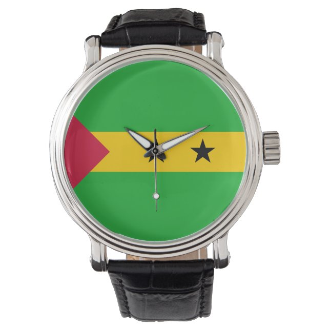 Flagge von São Tomé und Príncipe (São Tomé und Prí Armbanduhr (Vorderseite)