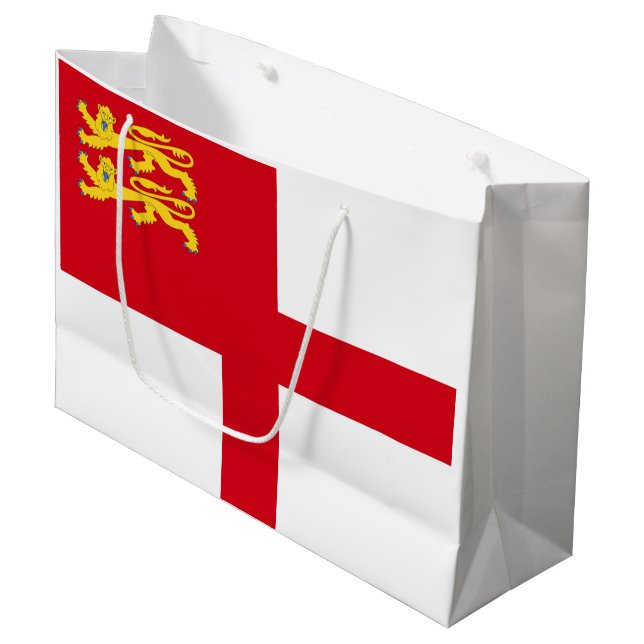 Flagge von Sark Große Geschenktüte (Vorderseite Schrägansicht)