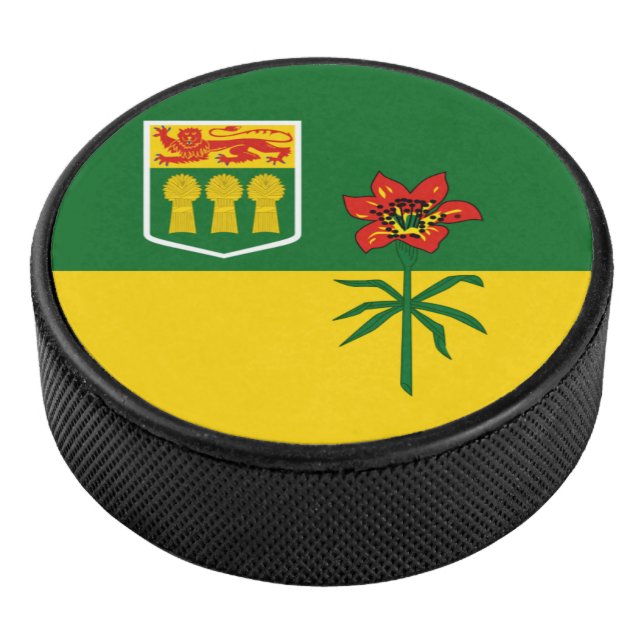 Flagge von Saskatchewan (KANADA) Eishockey Puck (3/4)