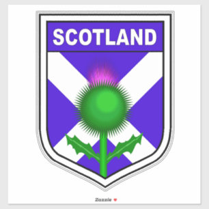 Flagge von Schottland im Schild mit Distel Aufkleber