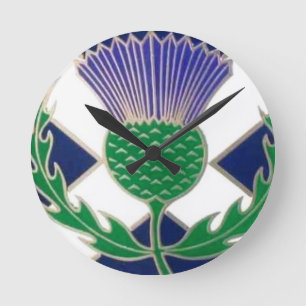 Flagge von Schottland und von Distel Runde Wanduhr