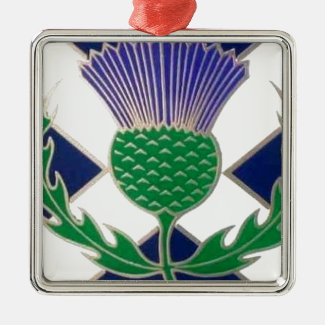 Flagge von Schottland und von Distel Silbernes Ornament (Vorne)