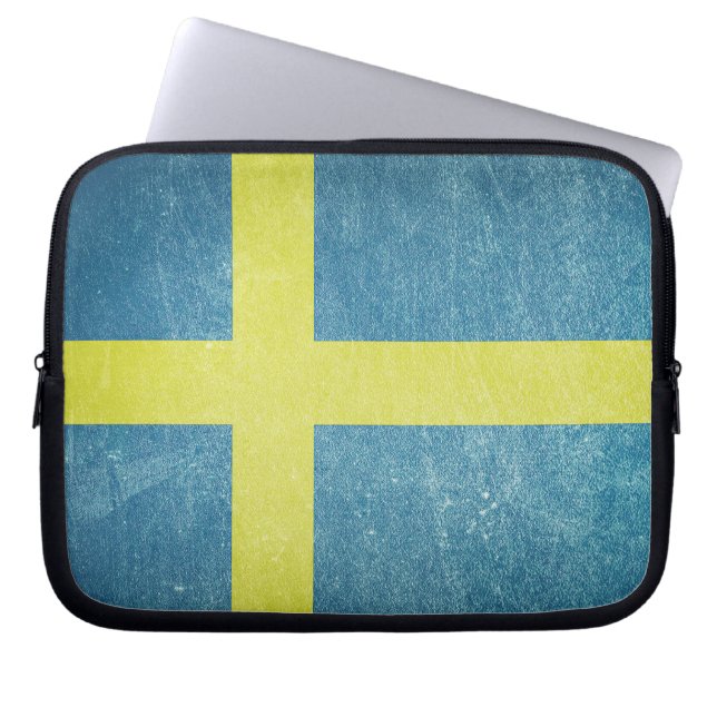Flagge von Schweden Grunge Laptopschutzhülle (Vorderseite)