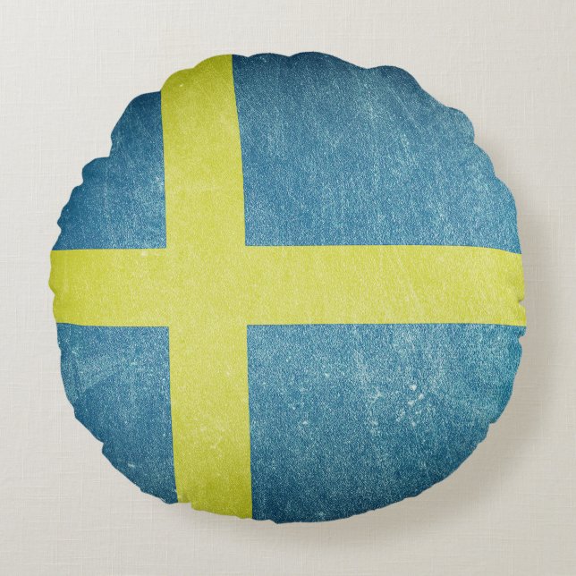 Flagge von Schweden Grunge Rundes Kissen (Vorderseite)