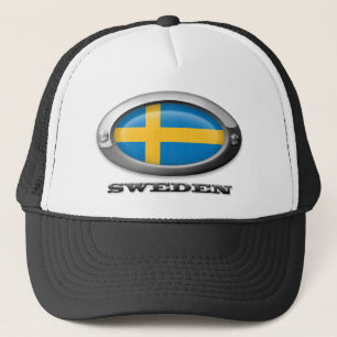 Flagge von Schweden im Stahlrahmen Truckerkappe