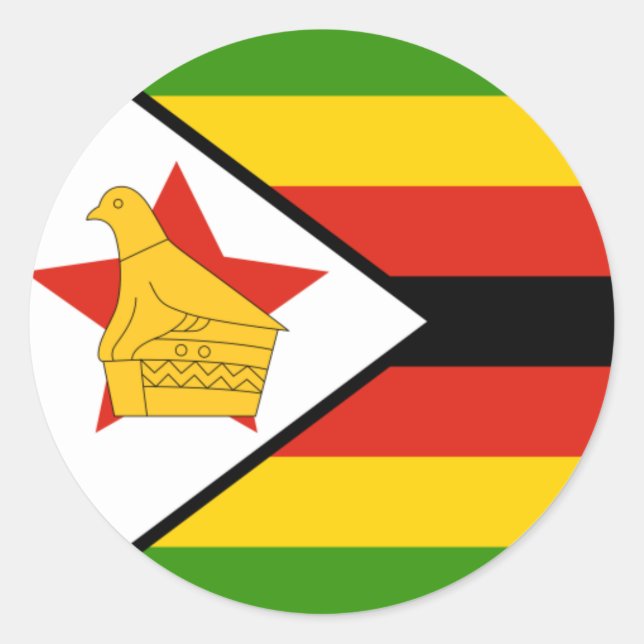 Flagge von Simbabwe Runder Aufkleber (Vorderseite)