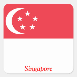 Flagge von Singapur Quadratischer Aufkleber
