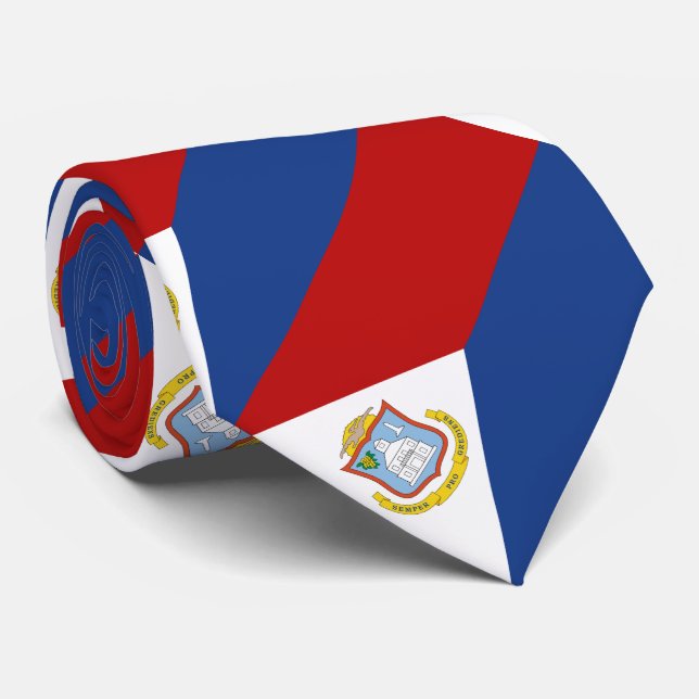 Flagge von Sint Maarten Krawatte (Gerollt)