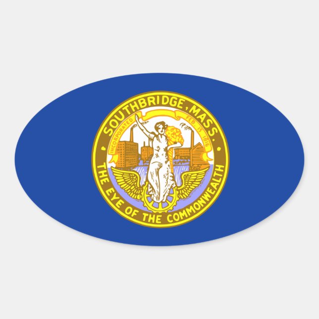 Flagge von Southbridge, Massachusetts Ovaler Aufkleber (Vorderseite)