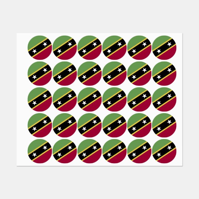 Flagge von St. Kitts und Nevis Etiketten (Blatt)