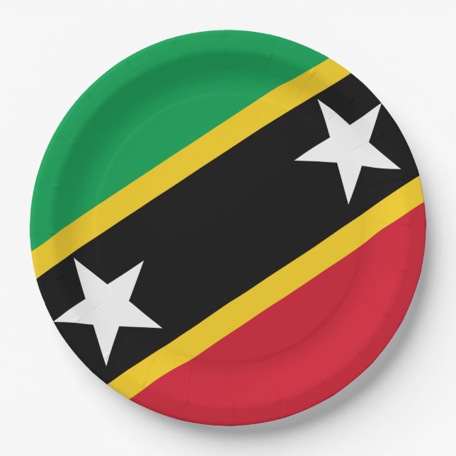 Flagge von St. Kitts und Nevis (Karibik) Pappteller (Vorderseite)