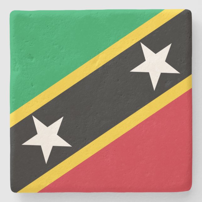 Flagge von St. Kitts und Nevis (Karibik) Steinuntersetzer (Vorderseite)