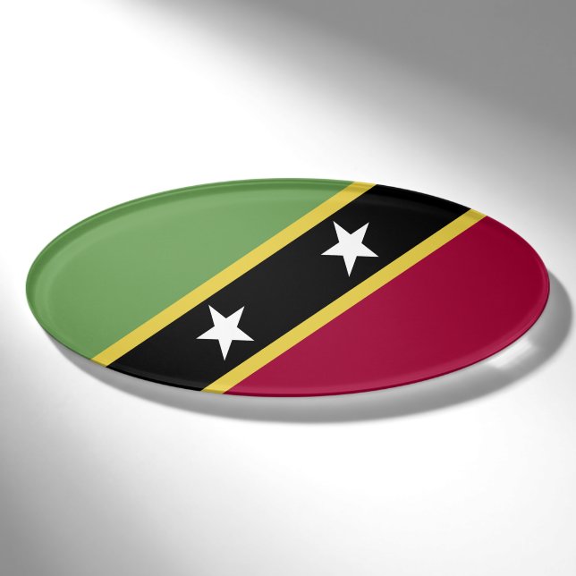 Flagge von St. Kitts und Nevis Namenschild (Vorderseite)