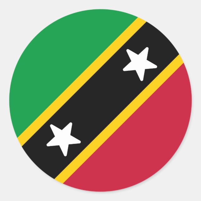 Flagge von St. Kitts und Nevis Runder Aufkleber (Vorderseite)