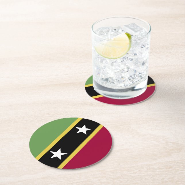 Flagge von St. Kitts und Nevis Runder Pappuntersetzer (Vor Ort)