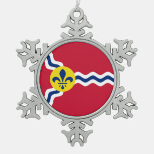 Flagge von St. Louis, Missouri Schneeflocken Zinn-Ornament