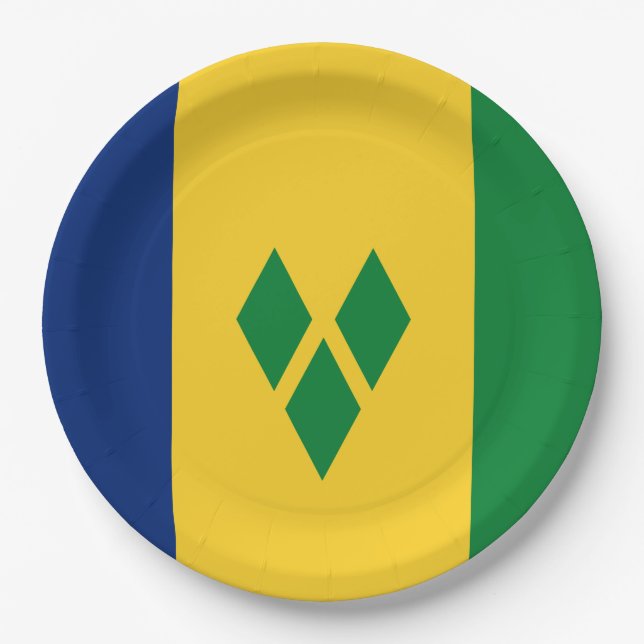 Flagge von St. Vincent und die Grenadinen Pappteller (Vorderseite)