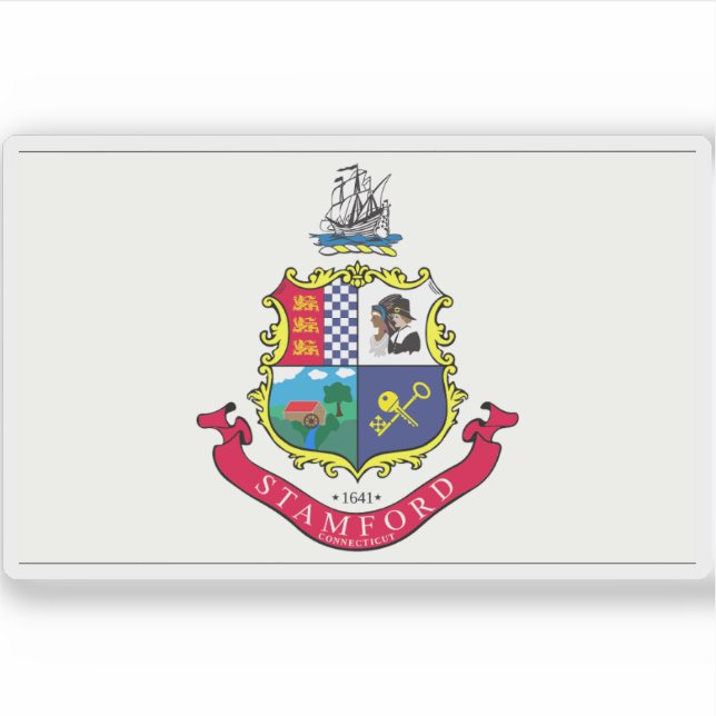 Flagge von Stamford, Connecticut Aufkleber (Vorderseite)