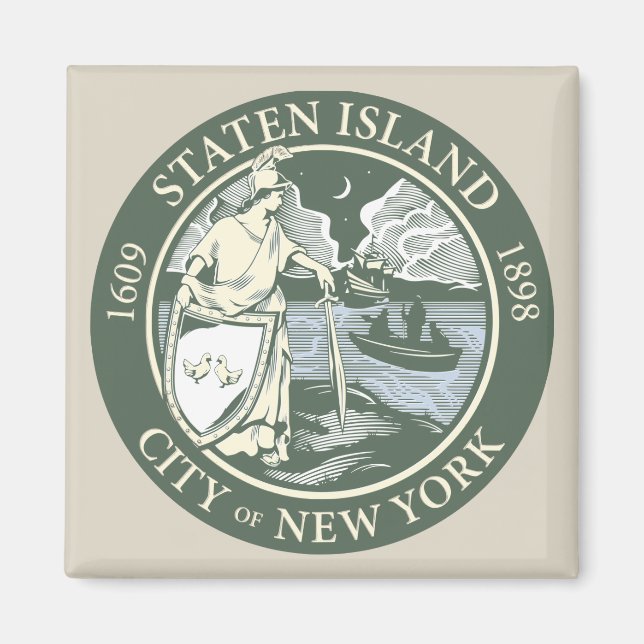 Flagge von Staten Island (Stadtbezirk von New York Magnet (Vorne)