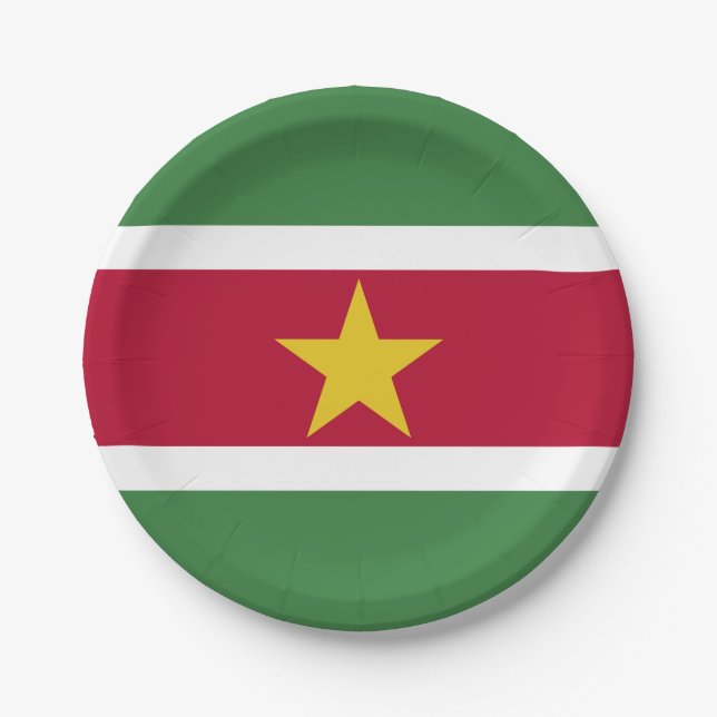 Flagge von Surinam Pappteller (Vorderseite)