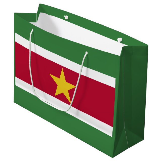 Flagge von Suriname Große Geschenktüte (Vorderseite Schrägansicht)
