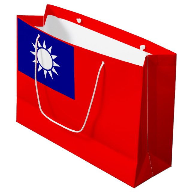 Flagge von Taiwan Große Geschenktüte (Vorderseite Schrägansicht)