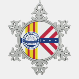 Flagge von Tampa, Florida Schneeflocken Zinn-Ornament