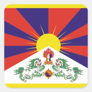 Flagge von Tibet Quadratischer Aufkleber