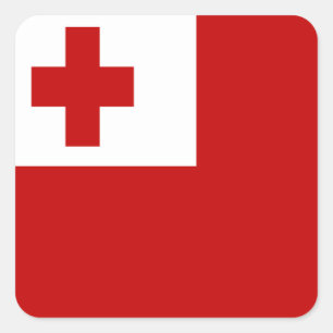 FLAGGE VON TONGA QUADRATISCHER AUFKLEBER