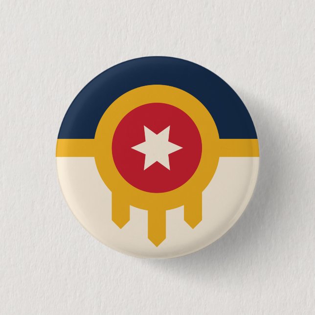 Flagge von Tulsa, Oklahoma Button (Vorderseite)