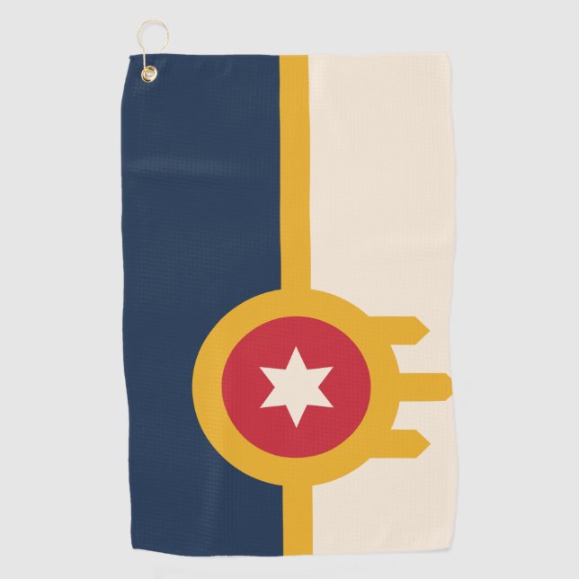 Flagge von Tulsa, Oklahoma Golfhandtuch (Vorderseite)