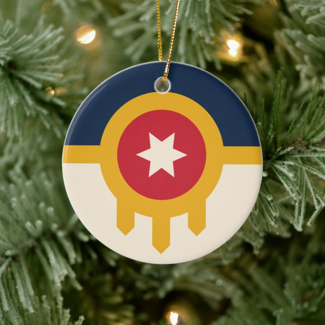 Flagge von Tulsa, Oklahoma Keramik Ornament (Baum)