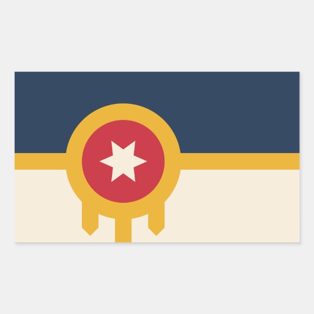 Flagge von Tulsa, Oklahoma Rechteckiger Aufkleber (Vorderseite)