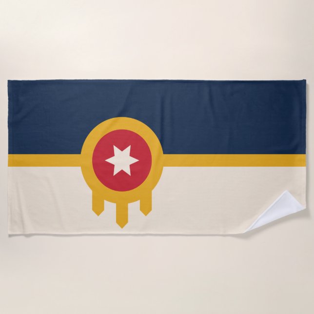 Flagge von Tulsa (Oklahoma) Strandtuch (Vorderseite)