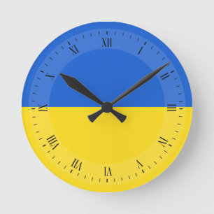 Flagge von Ukraine Runde Wanduhr