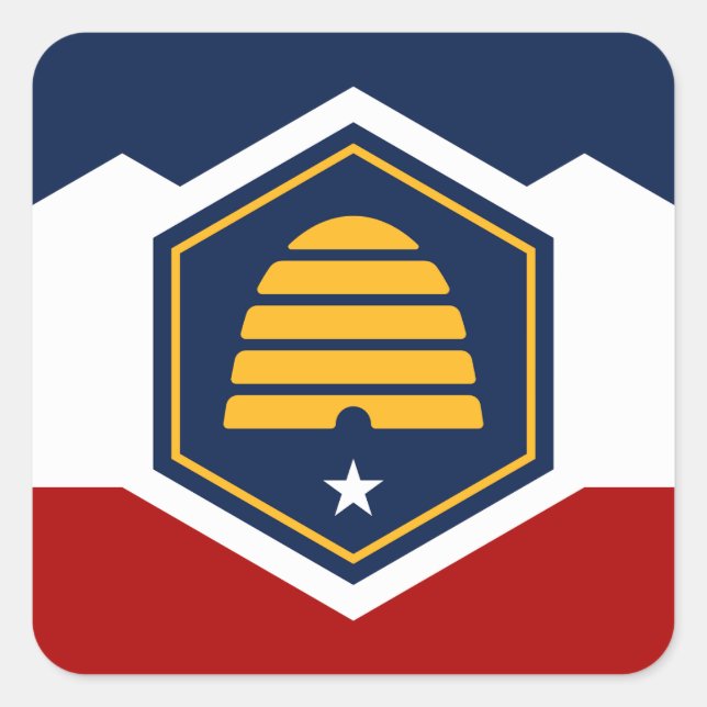 Flagge von Utah (Beehive Flag) Quadratischer Aufkleber (Vorderseite)