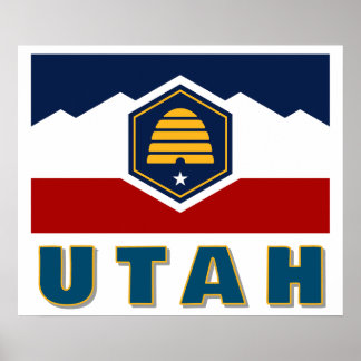 Flagge von Utah (Beehive-Flagge) Poster