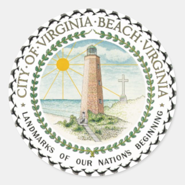 Flagge von Virginia Beach, Virginia Runder Aufkleber (Vorderseite)