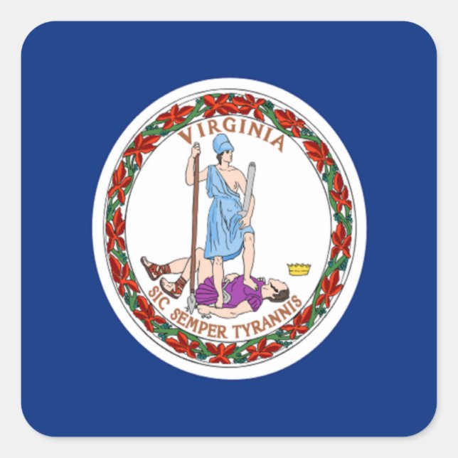 Flagge von Virginia Quadratischer Aufkleber (Vorderseite)
