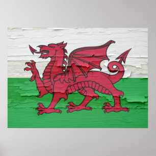 Flagge von Wales verwittert Poster