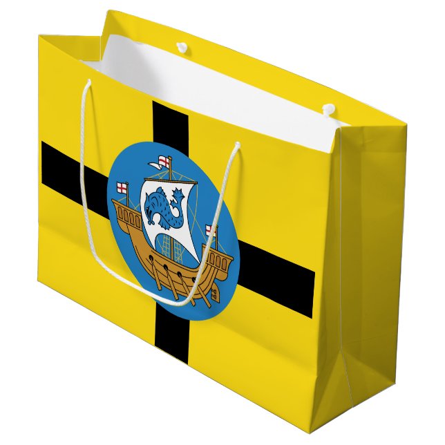 Flagge von Wellington City, Neuseeland Große Geschenktüte (Vorderseite Schrägansicht)