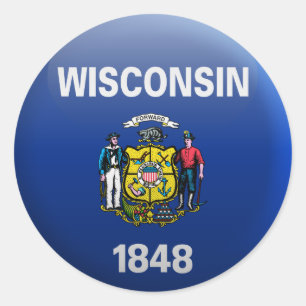 Flagge von Wisconsin Runder Aufkleber