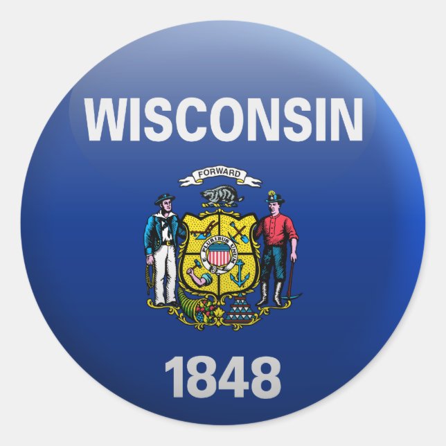 Flagge von Wisconsin Runder Aufkleber (Vorderseite)