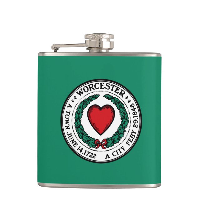 Flagge von Worcester, Massachusetts Flasche Flachmann (Vorderseite)