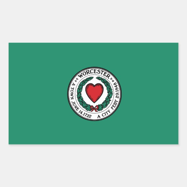 Flagge von Worcester, Massachusetts Rechteckiger Aufkleber (Vorderseite)